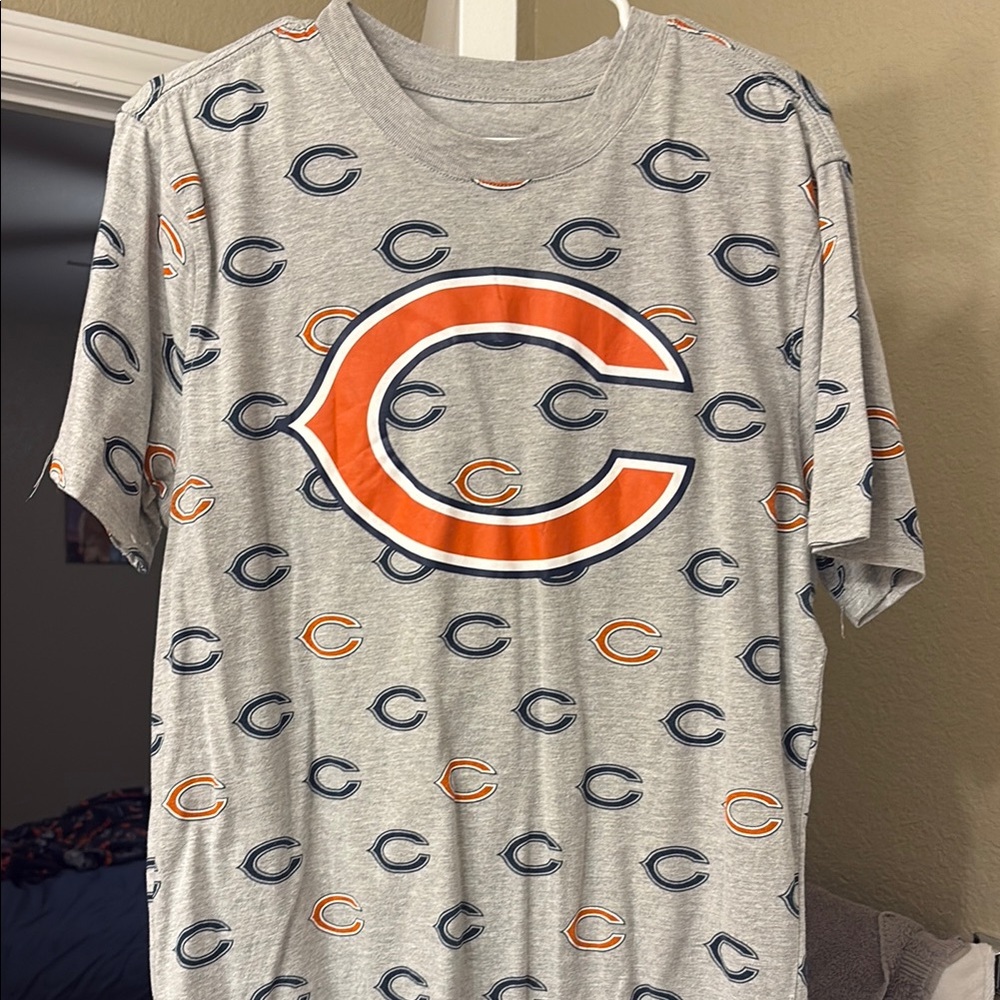 Gray T-Shirt with Orange and Blue Logo